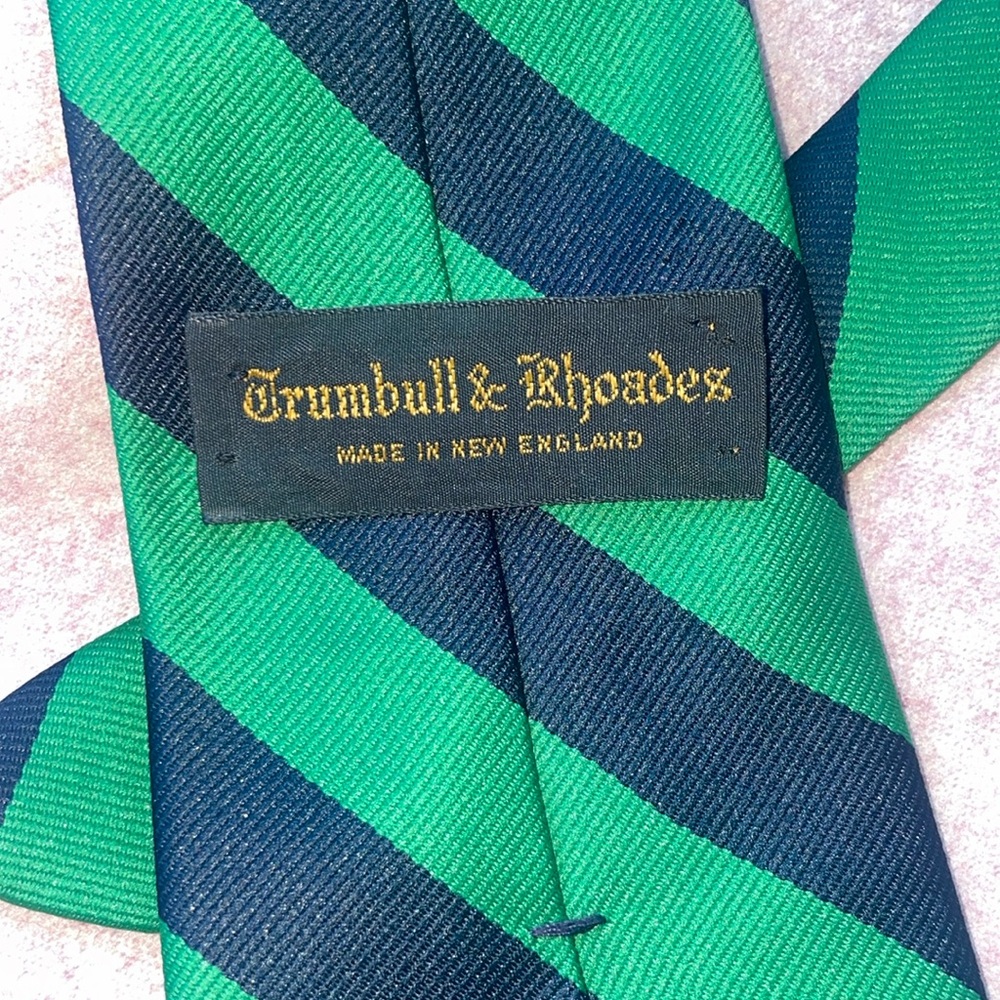 Trumbull & Rhodes Navy & Kelly Green Striped Tie – Made in New England